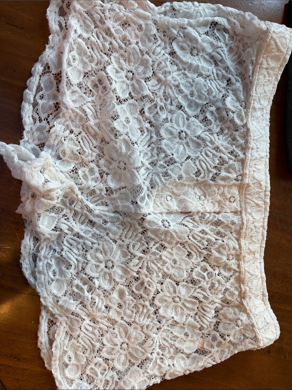 Anthropologie Ivory Lace Shorts with Button Detail